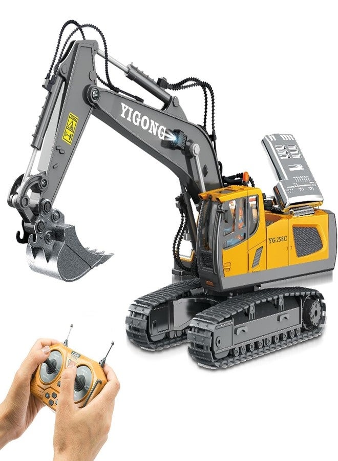 Junona RC Excavator 11 Channel Rc Excavator Truck Toys Metal Shovel, 1/20 Remote Control Construction Vehicles Tractor, 2.4Ghz Boy Toy Gift for Kids and Adults, Multicolour - Image 1